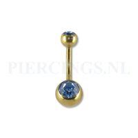 Navelpiercing goudkleurig licht blauw - thumbnail