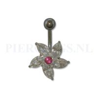 Navelpiercing sterling zilver bloem - thumbnail