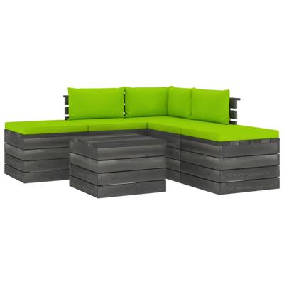 vidaXL 6-delige Loungeset met kussens pallet massief grenenhout