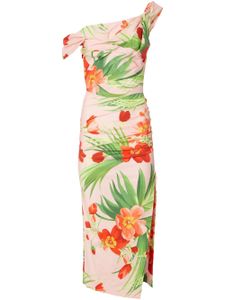 Carolina Herrera robe froncée à fleurs - Rose