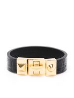 Saint Laurent bracelet en cuir à fermoir loquet - Noir