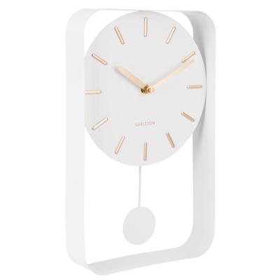 Karlsson wandklok Pendulum Charm met slinger 32,5 cm staal wit