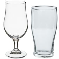 Bierglazen set - bierglazen op voet/pint glazen - 8x stuks - glas