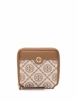 Tory Burch portefeuille zippé à logo en jacquard - Tons neutres