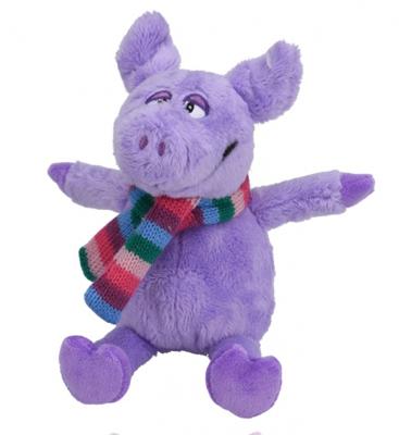 Tender Toys knuffelvarken met sjaal 19 cm paars Tender Toys knuffelvarken met sjaal 19 cm paars