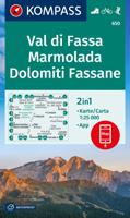 Wandelkaart 650 Val di Fassa Marmolada Dolomiti Fassane | Kompass - thumbnail