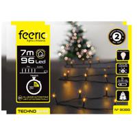 Kerstverlichting - 2x st - warm wit - 7 meter - 96 led lampjes - zwart snoer - op batterijen