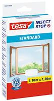 tesa Insect Stop Standard Vliegenhor voor Ramen - Insectenhor, raamhor - Met klittenband - Snij uw eigen horraam op maat - Muggenhor, wit, 110 cm x 130 cm