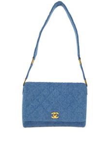 CHANEL Pre-Owned sac porté épaule matelassé en jean (1990) - Bleu