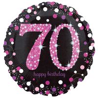 FolieBallon 70 jaar happy birthday sparkling pink 43cm - thumbnail