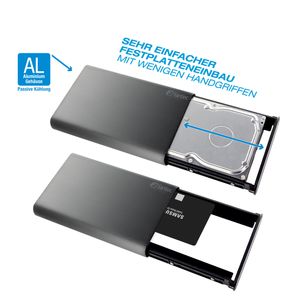 Fantec DB-ALU31 zwart 3.5 SATA USB 3.1 Typ-C