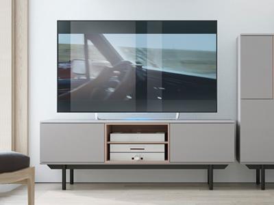 Tv-meubel hifi INOXO 2 deuren 2 vakken lichtgrijs/jackson eik