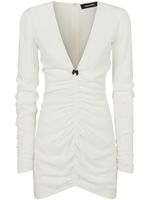 DSQUARED2 robe courte froncée à col v - Blanc