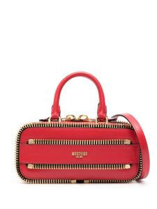 Moschino decorative-zip leather tote bag - Rouge