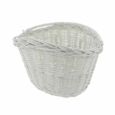 Rieten Fietsmand mand aan stuur ovaal wit