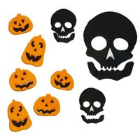 Horror gel raamstickers pompoenen en doodskoppen - 2x vellen - Halloween thema decoratie/versiering - thumbnail