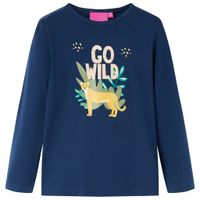 Kindershirt met lange mouwen dierenprint 92 marineblauw - thumbnail