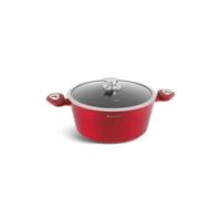 Edënbërg Red Line - Luxe Aluminium Kookpan Met Deksel - Ø 28 Cm - Rood, Gietaluminium
