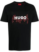 HUGO t-shirt en coton à logo imprimé - Noir