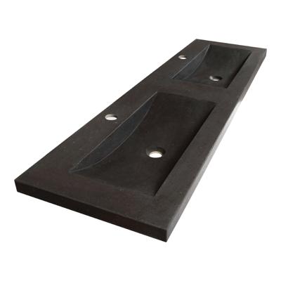 Sanituba Corestone wastafel basalt met twee kraangaten 160cm