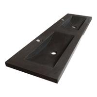 Sanituba Corestone wastafel basalt met twee kraangaten 160cm