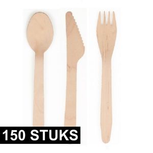 Houten bestek set 150 delig   -