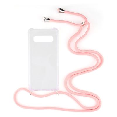 Shop4 - Samsung Galaxy S10 Hoesje - Zachte Back Case met Koord Roze
