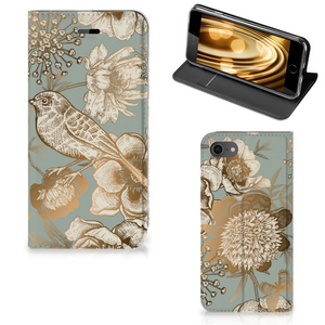 Smart Cover voor iPhone 7 | 8 | SE (2020) | SE (2022) Vintage Bird Flowers