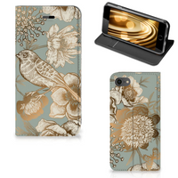 Smart Cover voor iPhone 7 | 8 | SE (2020) | SE (2022) Vintage Bird Flowers - thumbnail