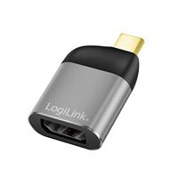 LogiLink USB 3.2 Gen2 Adapter Ultra-HD 8K, USB Type-C (stekker) naar DisplayPort (female), kleur: zwart/grijs