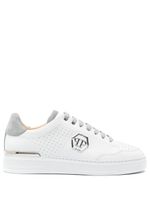 Philipp Plein baskets en cuir à plaque logo - Blanc