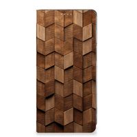 Book Wallet Case voor Motorola Moto G62 5G Wooden Cubes