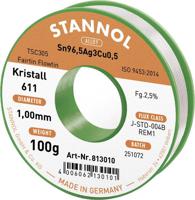 Stannol Kristall 611 Fairtin Soldeertin, loodvrij Loodvrij Sn96,5Ag3Cu0,5 REM1 100 g 1 mm