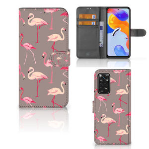 Xiaomi Redmi Note 11 Pro 5G/4G Telefoonhoesje met Pasjes Flamingo