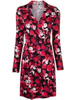 DVF Diane von Furstenberg robe-portefeuille Jeanne à fleurs - Noir - thumbnail