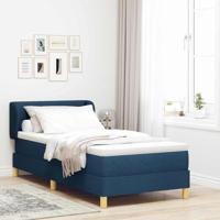 vidaXL Boxspringbed met matras stof blauw, 90x200 cm