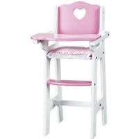 Houten hoge poppenstoel wit roze hart met kussentje