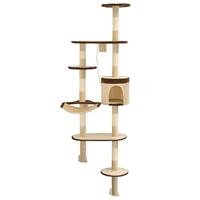 vidaXL Kattenkrabpaal met Krabpalen Wandmontage Beige Bruin Krabpaal Katten