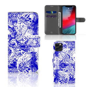 Telefoonhoesje met Naam Apple iPhone 11 Pro Max Angel Skull Blauw