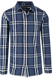 Marvelis Casual Modern Fit Overshirt marine/wit, Gestreept