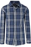 Marvelis Casual Modern Fit Overshirt marine/wit, Gestreept