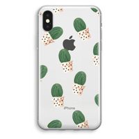 Cactusprint roze: iPhone XS Transparant Hoesje