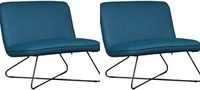 Set van 2 Blauwe leren industriële fauteuils zonder armleuning Smile - Toledo Leer Turquoise (blauw leer) - thumbnail