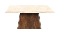 Livingfurn Salontafel Valentino Mangohout en Travertin, 75 x 75cm - Bruin - Vierkant - thumbnail