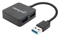 Manhattan USB 3.0 hub (4 poorten voeding via USB) 162296 zwart