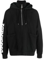 DSQUARED2 hoodie zippé à logo imprimé - Noir - thumbnail