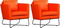 Set van 2 Oranje leren moderne design fauteuils Crossover - Toledo Leer Orange (oranje leer)