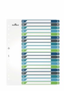 Durable 679727 Register DIN A4+ 1-20 Polypropyleen Meerdere kleuren 20 tabbladen 679727