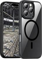 JT Berlin Pankow Hybrid MS Hoes compatibel met Apple iPhone 16 Pro (bescherming volgens Amerikaanse militaire standaard, draadloos opladen (Qi) / magnetisch opladen compatibel) zwart/transparant