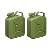 Set van 2x stuks metalen jerrycan legergroen voor brandstof 5 liter - thumbnail